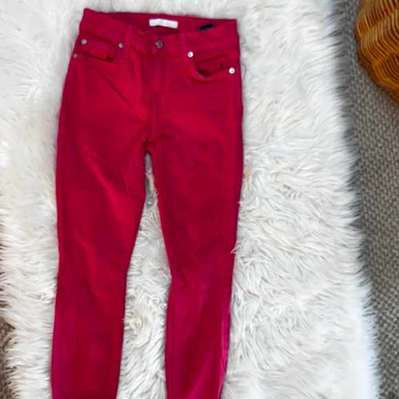 7 For All Mankind | Women's Skinny size 24 | Fray Ankle Crop | Hot Pink - Picture 3 of 6